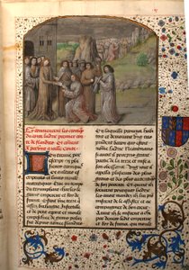 Ms 659 fol.2r Karel Veliký jmenuje prvního hraběte z Flander, 1477